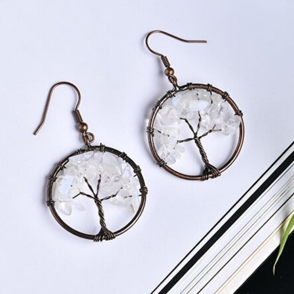 Tree of Life Wire Crystal Earrings