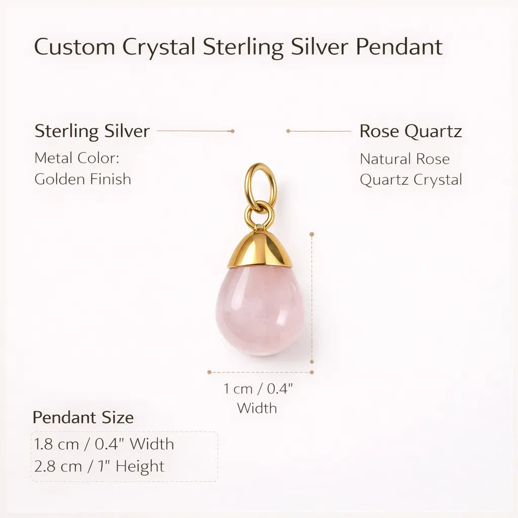 Custom Crystal Sterling Silver Pendant — Personalized Healing Jewelry