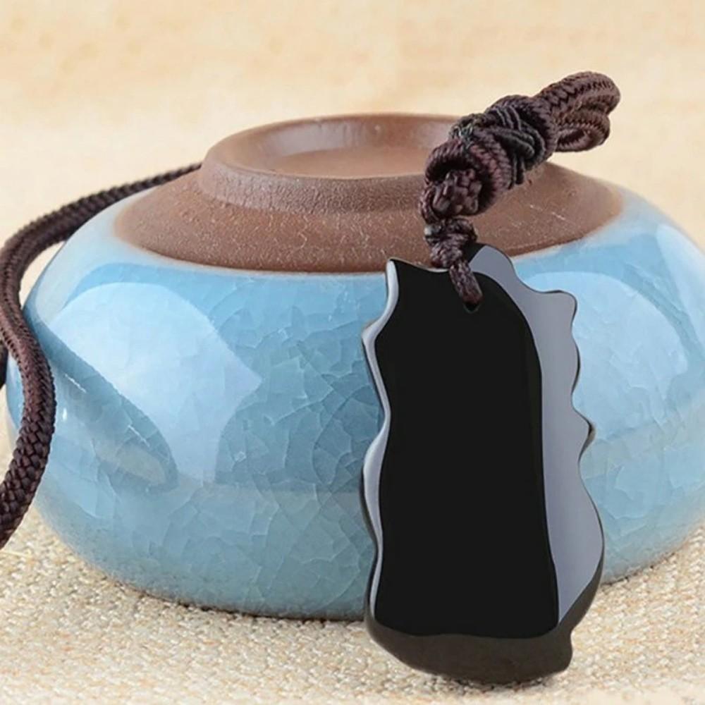 Obsidian Dragon Fox Protection Necklace