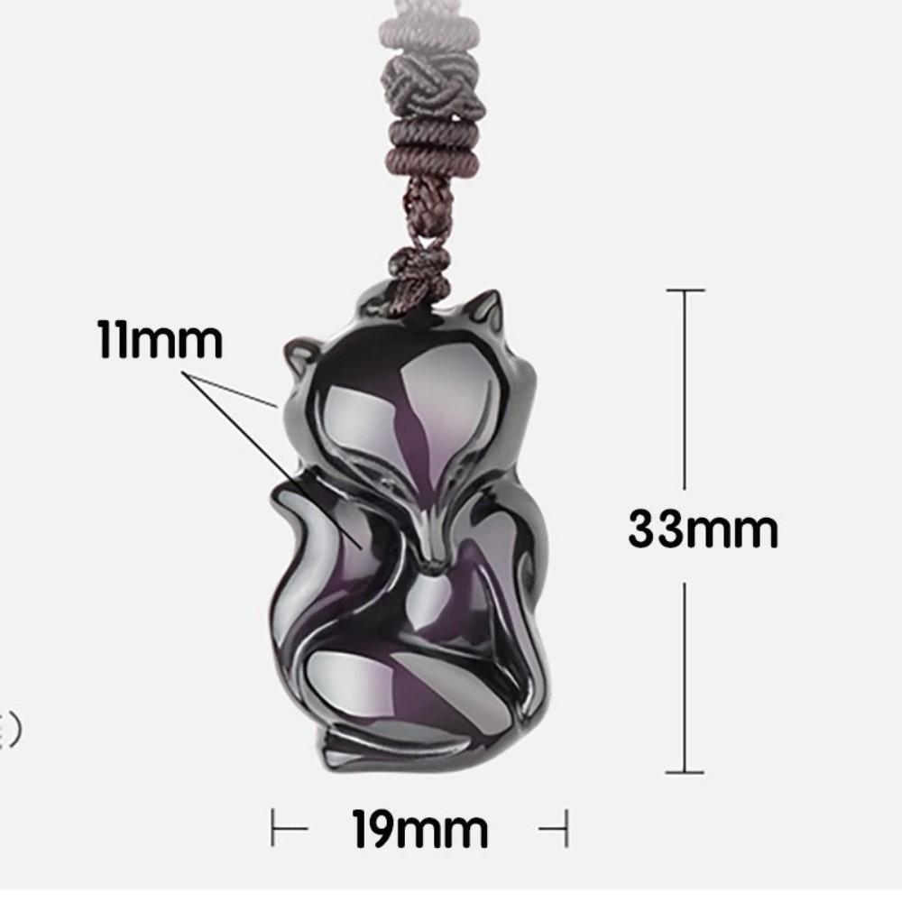 Obsidian Dragon Fox Protection Necklace