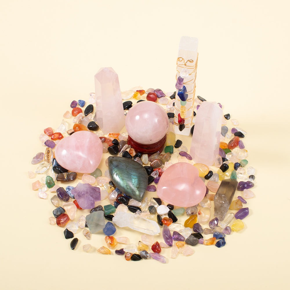 Rose Quartz Love Energy Crystal Set