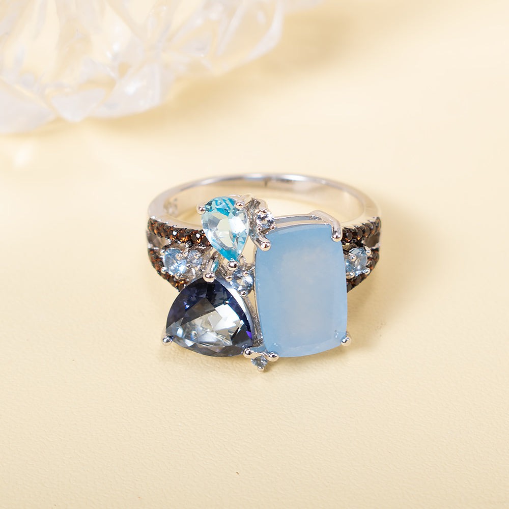 Aqua Blue Chalcedony Ring