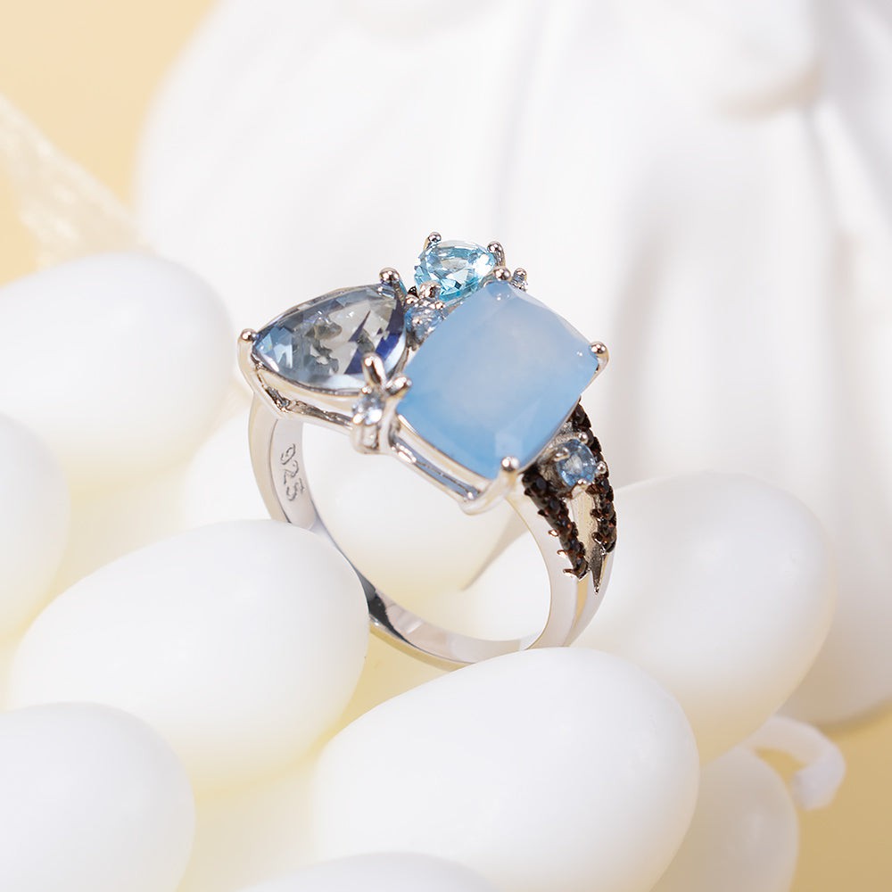 Aqua Blue Chalcedony Ring