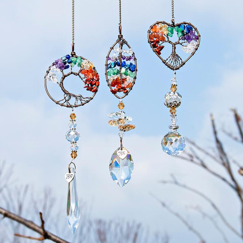 Rainbow Gemstone Glass Wind Chimes