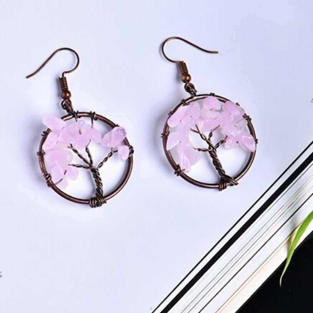 Tree of Life Wire Crystal Earrings