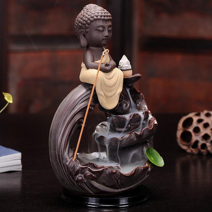 Yellow Wave Buddha Backflow Incense Burner