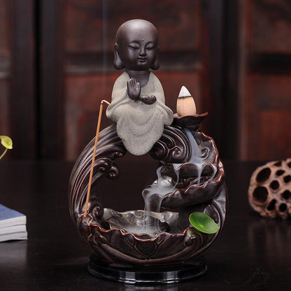 Grey Wave Buddha Backflow Incense Burner