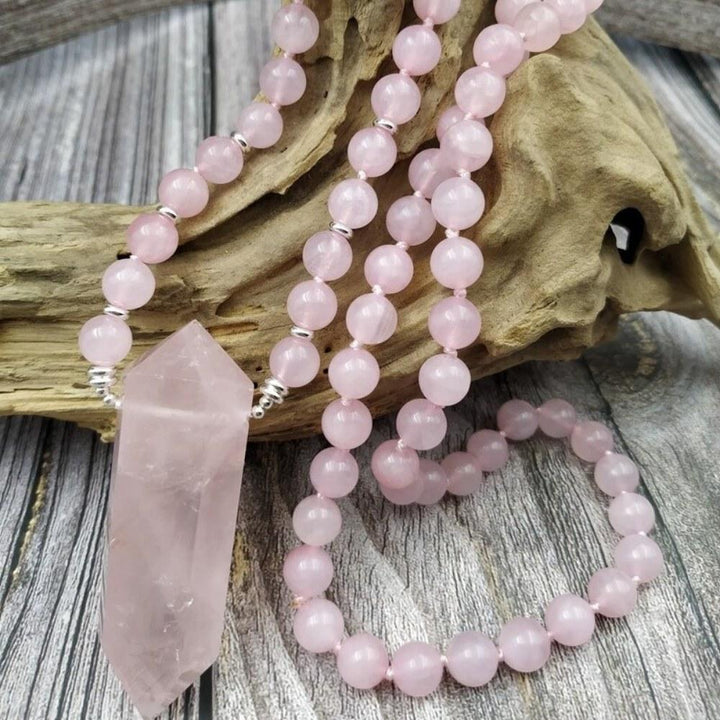 Natural Rose Quartz Bead Necklace – Mindful Souls Australia