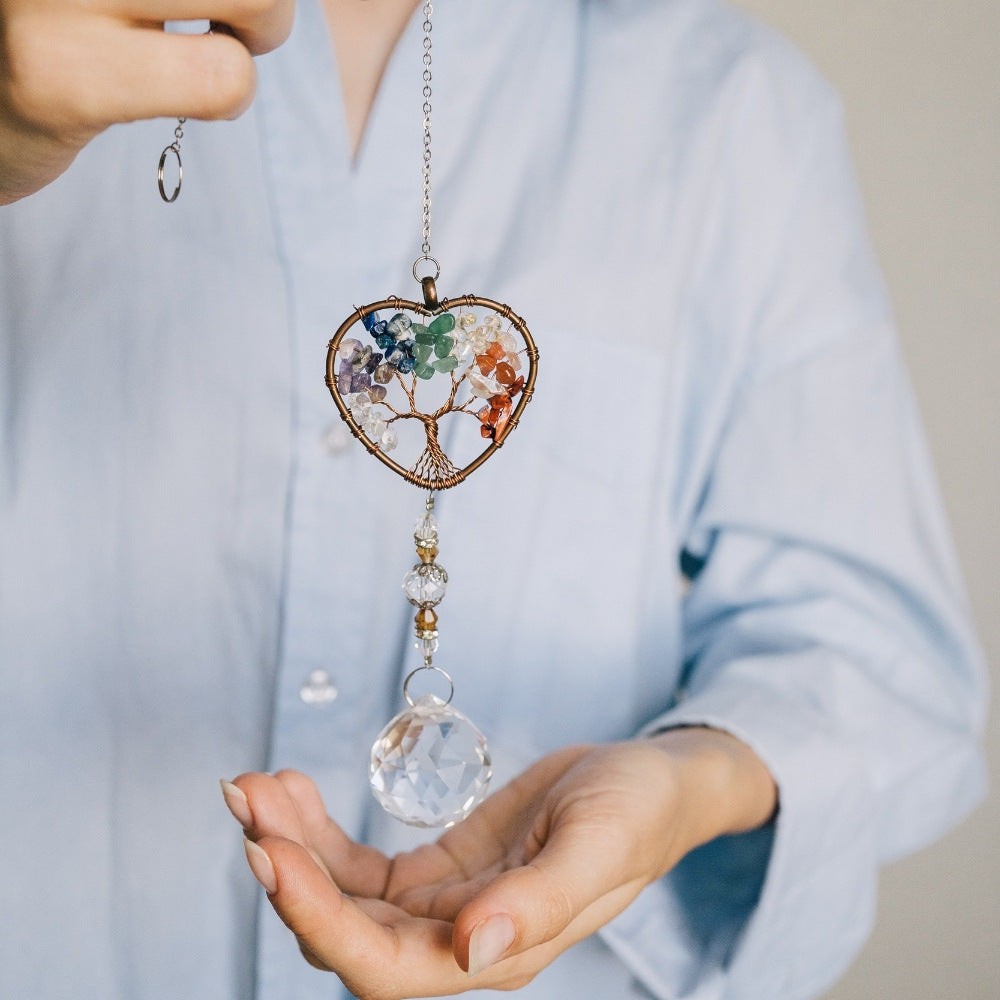 Rainbow Gemstone Glass Wind Chimes