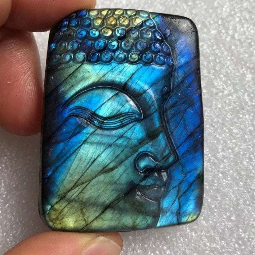 Carved Buddha Labradorite Crystal