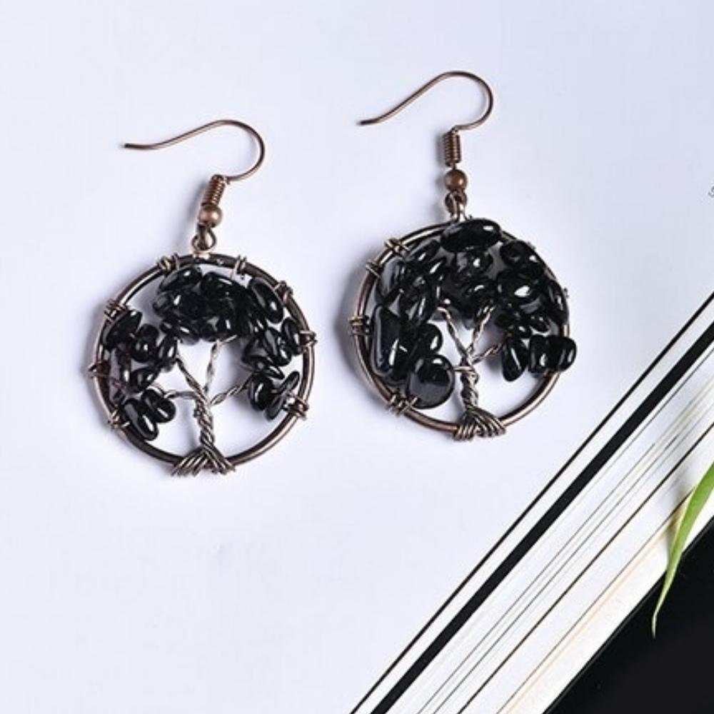 Tree of Life Wire Crystal Earrings