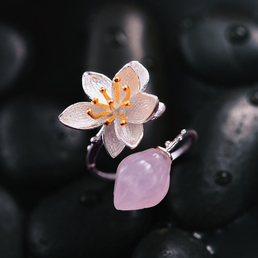 Aventurine Crystal Flower Ring