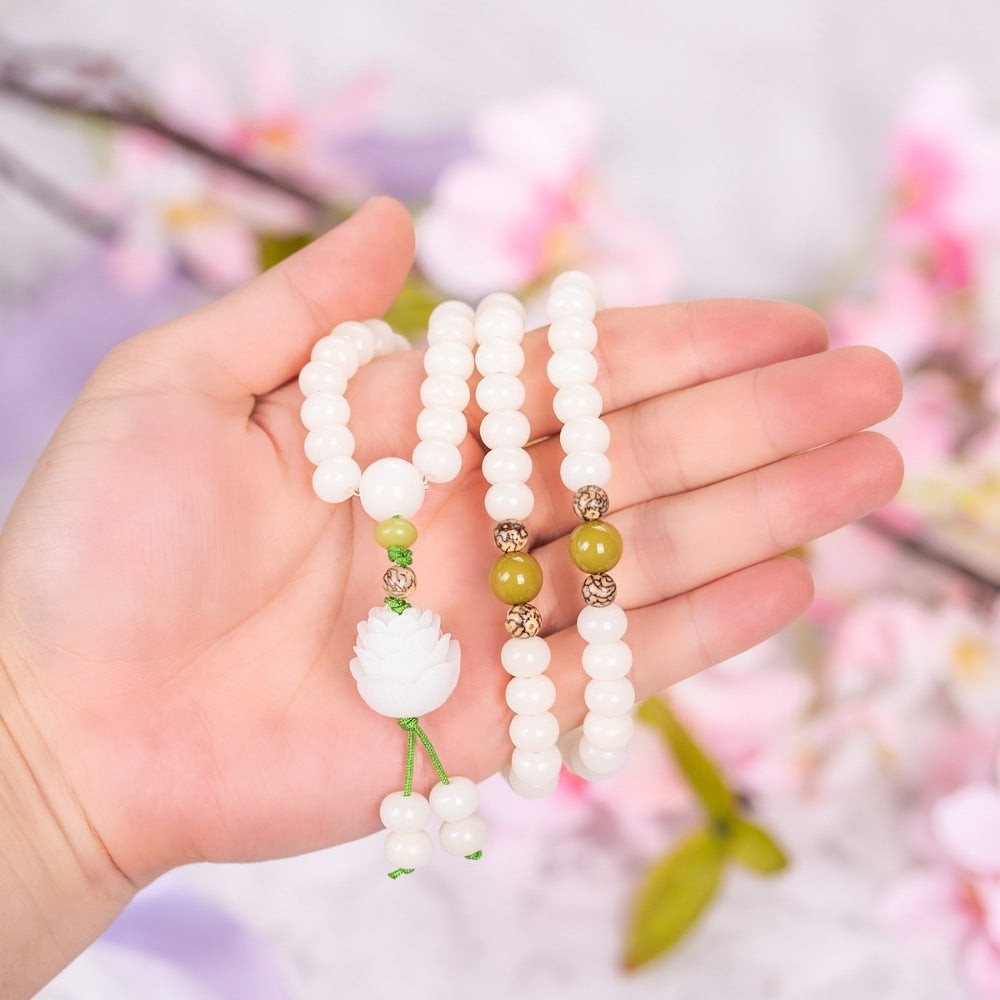 Milky Lotus Flower Bracelet