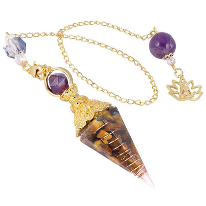 Crystal Gemstone Gold Divination Pendulum