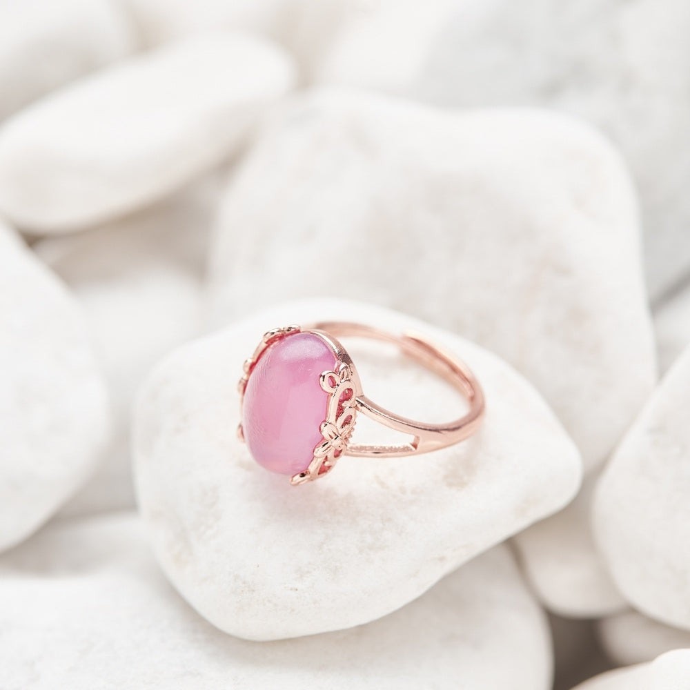 Natural Rose Quartz Gemstone Ring