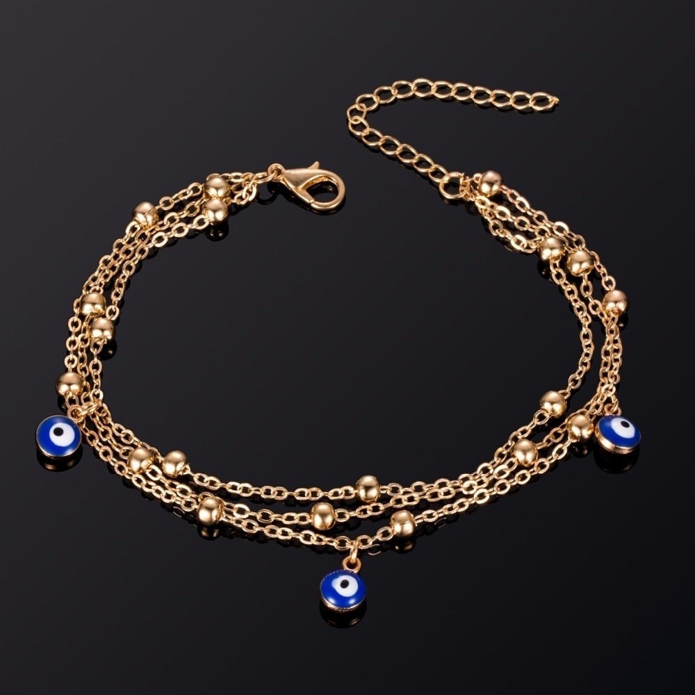 Evil Eye Anklet Gold