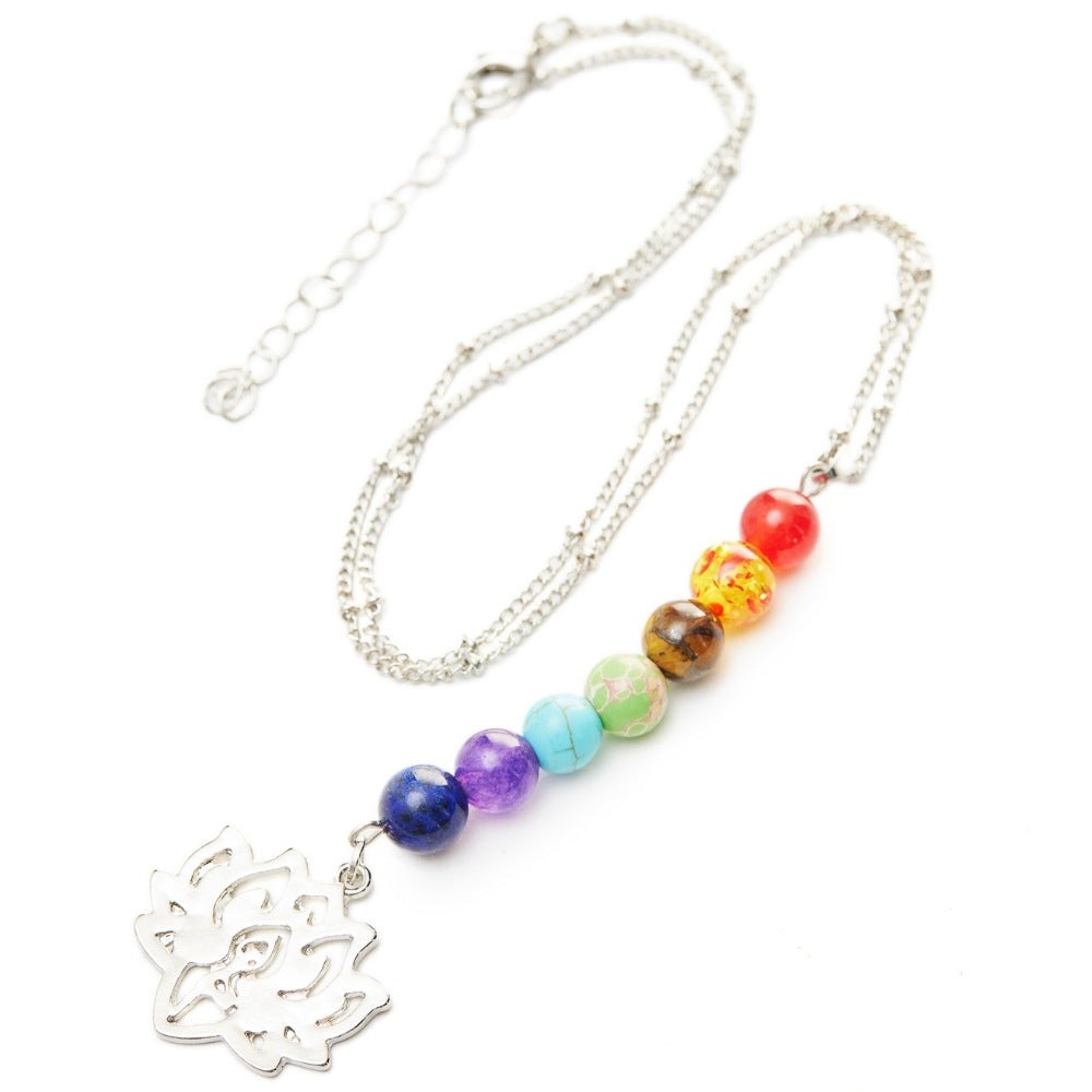 7 Chakra Lotus Flower Gemstone Necklace