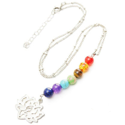 7 Chakra Lotus Flower Gemstone Necklace