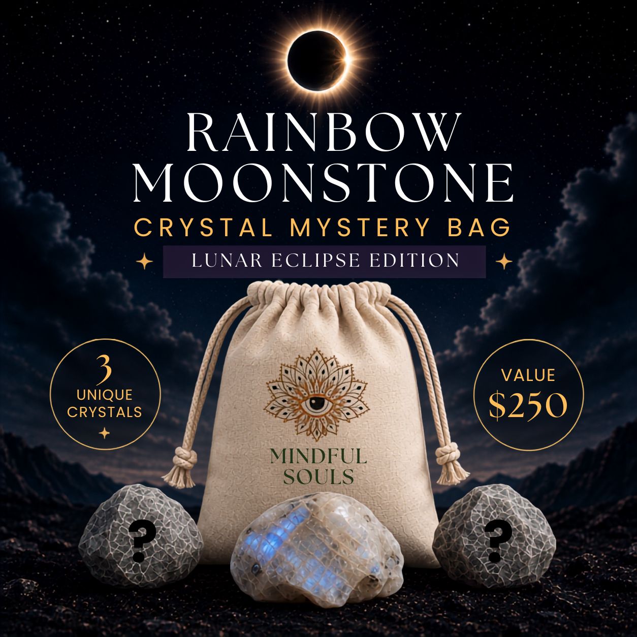 Crystal Mystery Bag - Rainbow Moonstone Lunar Eclipse Edition