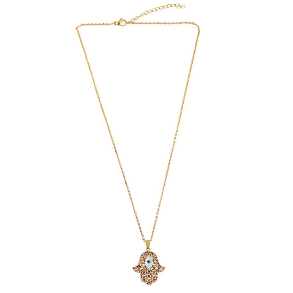 Turkish Hamsa Hand Evil Eye Necklace