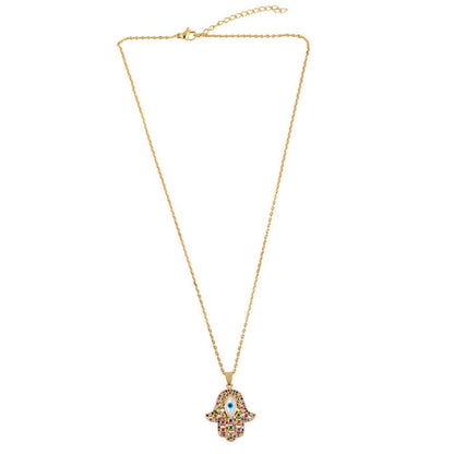 Turkish Hamsa Hand Evil Eye Necklace