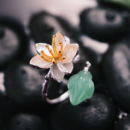 Aventurine Crystal Flower Ring