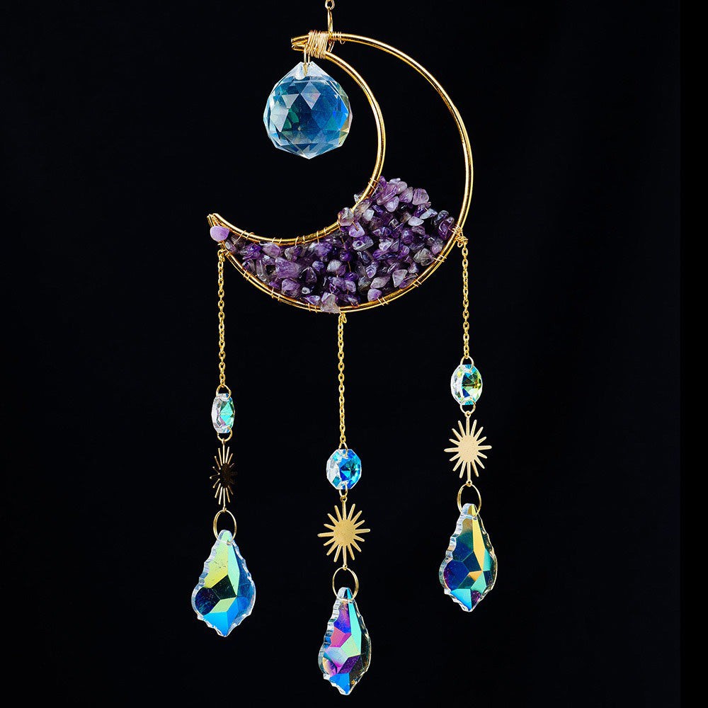 Crescent Moon Gemstones Wind Chime