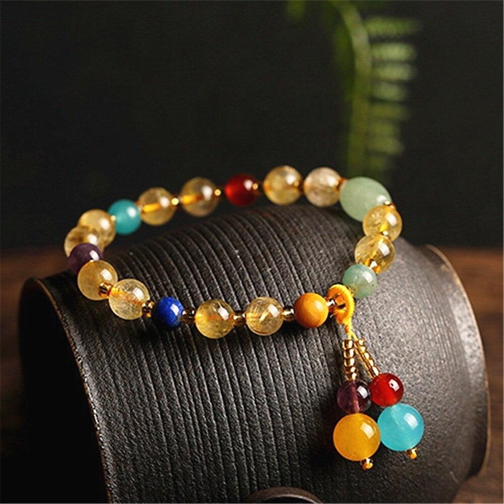Citrine Crystal 7 Chakra Beaded Necklace