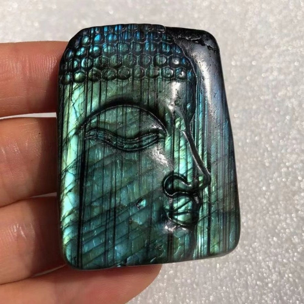 Carved Buddha Labradorite Crystal