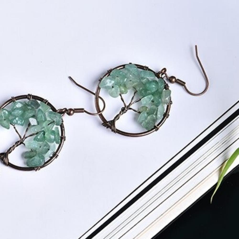 Tree of Life Wire Crystal Earrings