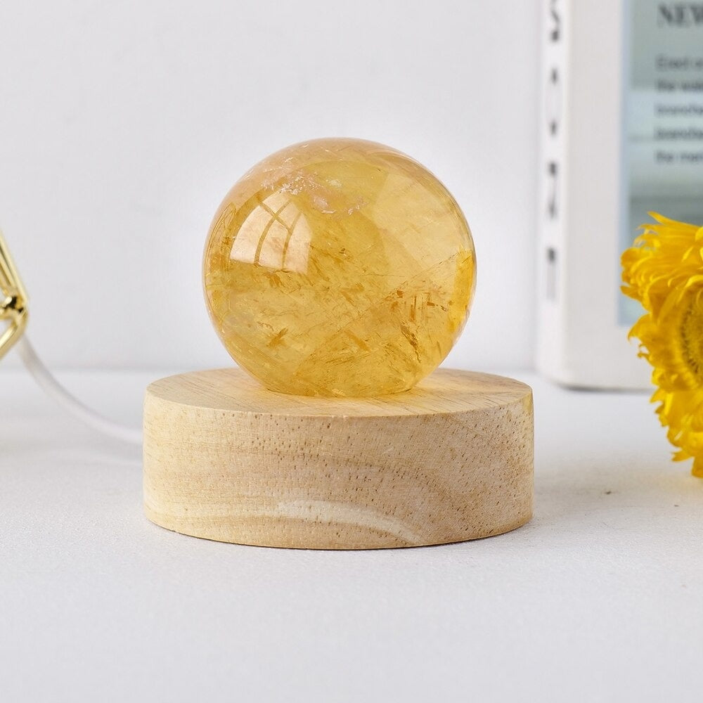 Yellow Calcite Crystal Ball Lamp