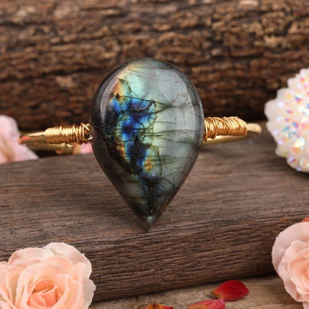 Labradorite Crystal Teardrop Bracelet