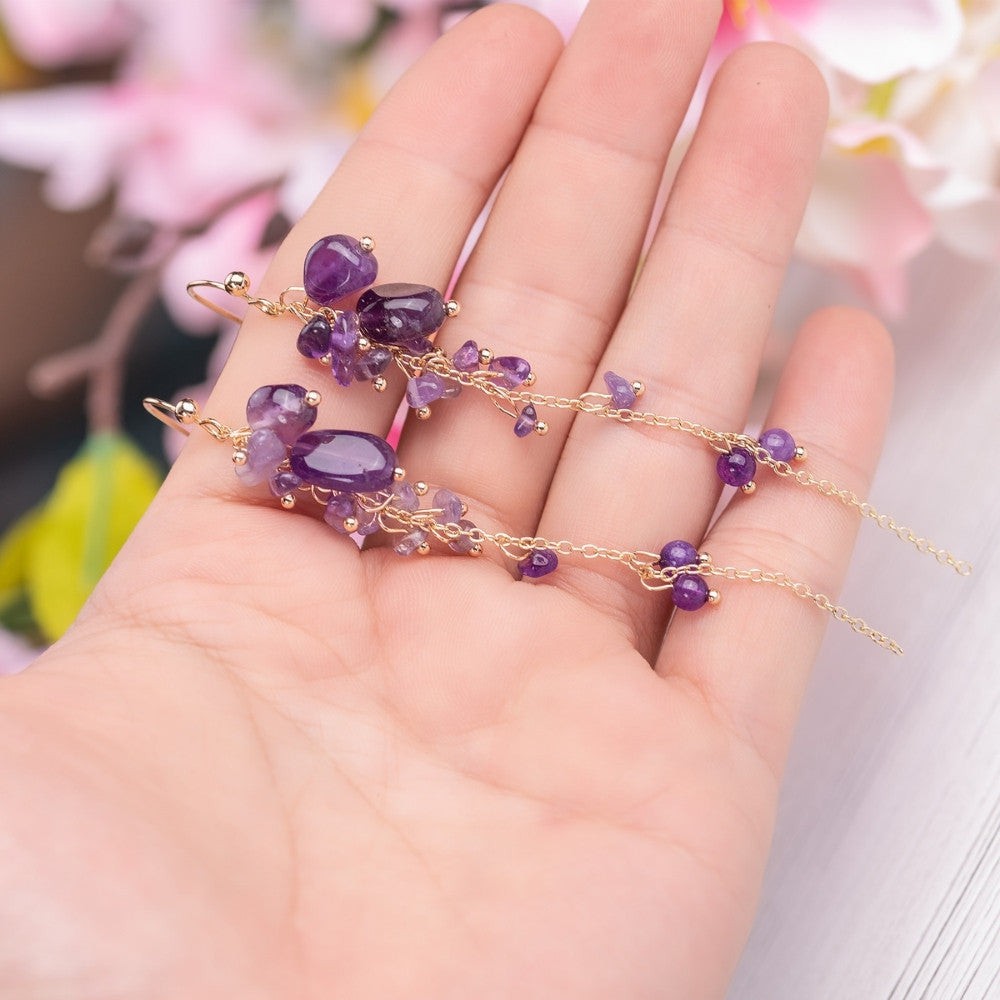 Amethyst Earrings Gold