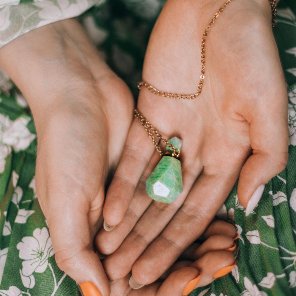 Crystal Perfume Bottle Necklace