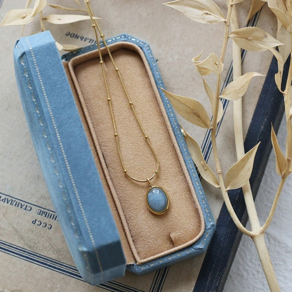 Calming Oval Aquamarine Pendant