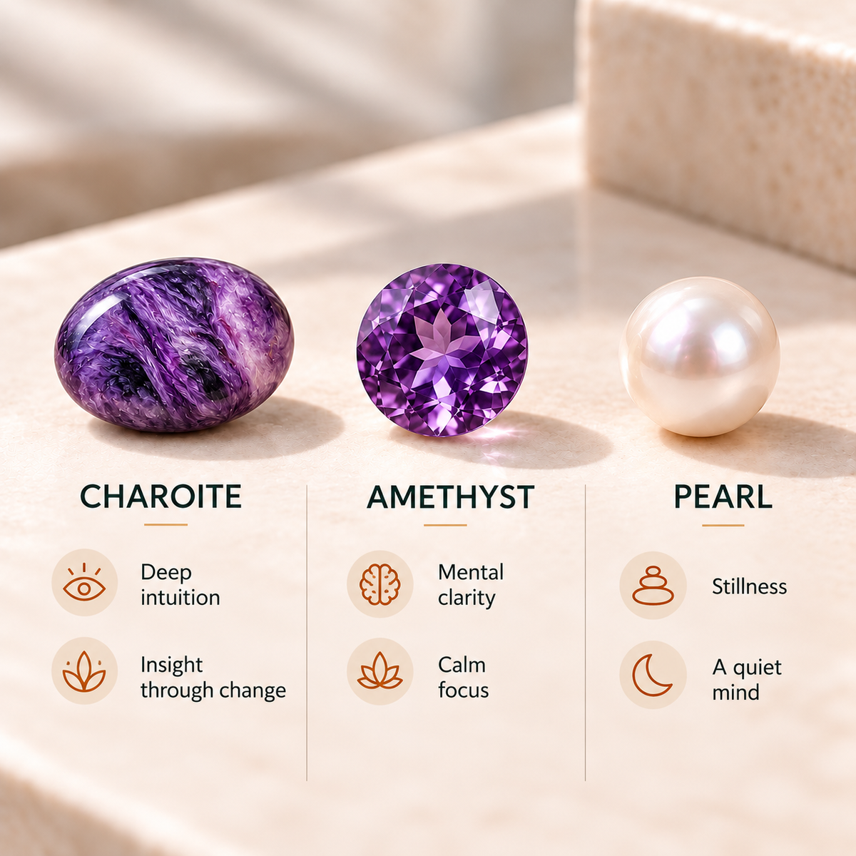 Natural Charoite, Amethyst & Pearl Necklace in Sterling Silver