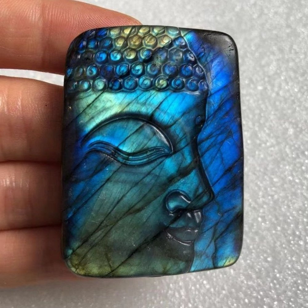 Carved Buddha Labradorite Crystal