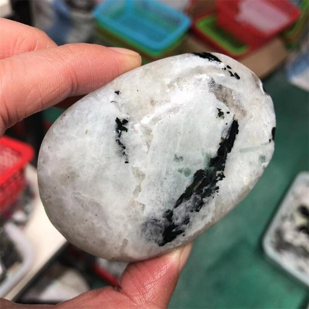 White Moonstone Palm Stone