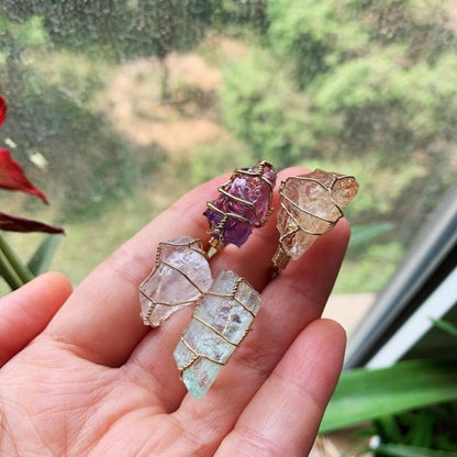Wire Wrapped Crystal Ring
