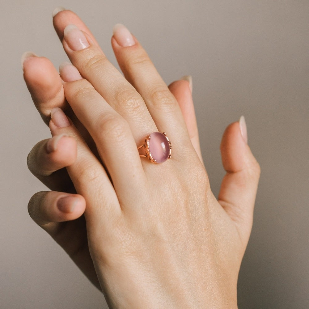 Natural Rose Quartz Gemstone Ring