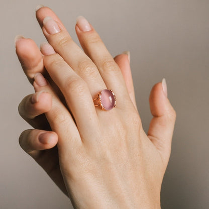 Natural Rose Quartz Gemstone Ring