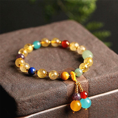 Citrine Crystal 7 Chakra Beaded Necklace