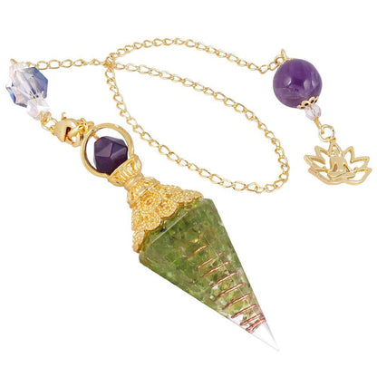 Crystal Gemstone Gold Divination Pendulum