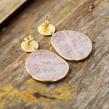 Rose Quartz Crystal Drop Earrings