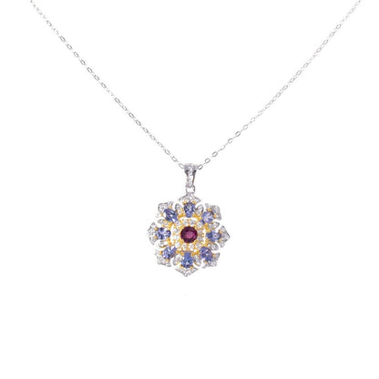 Tanzanite Necklace with Brazilian Garnet Gem