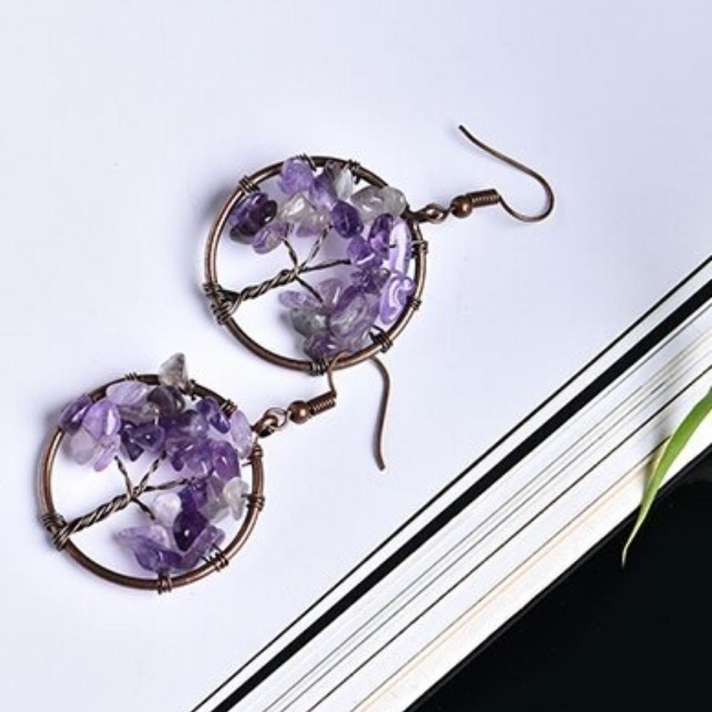 Tree of Life Wire Crystal Earrings