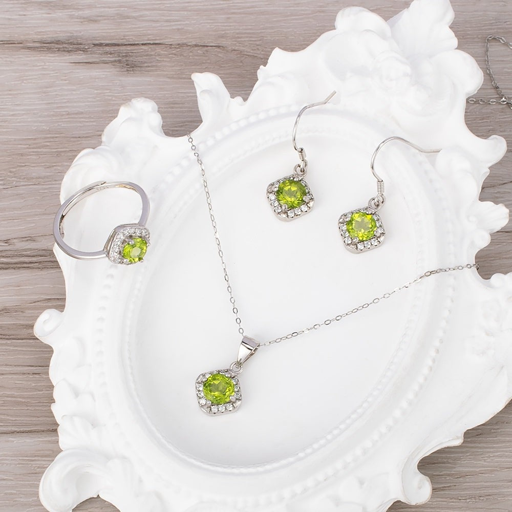 Natural Peridot Stone Jewelry Set