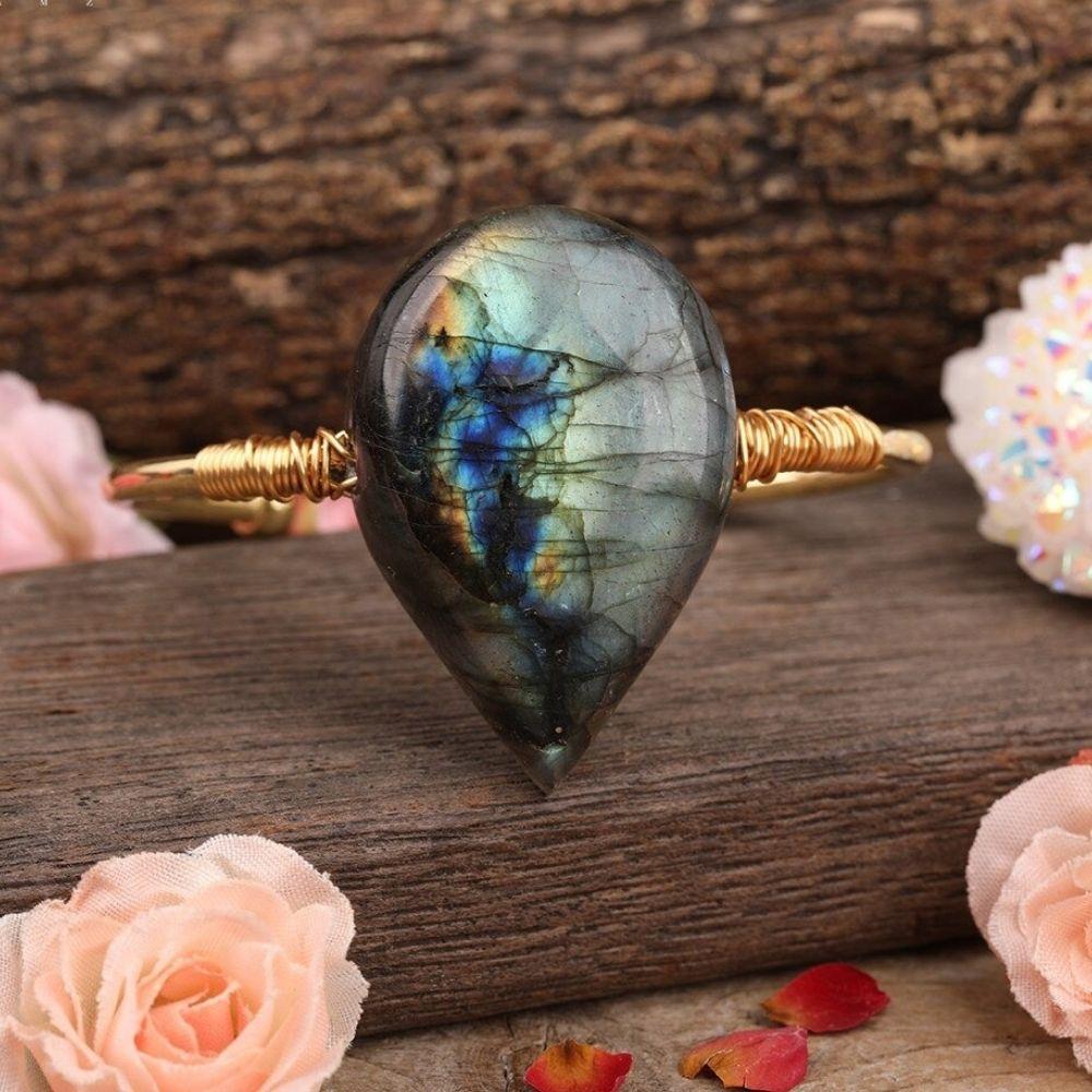 Labradorite Crystal Teardrop Bracelet