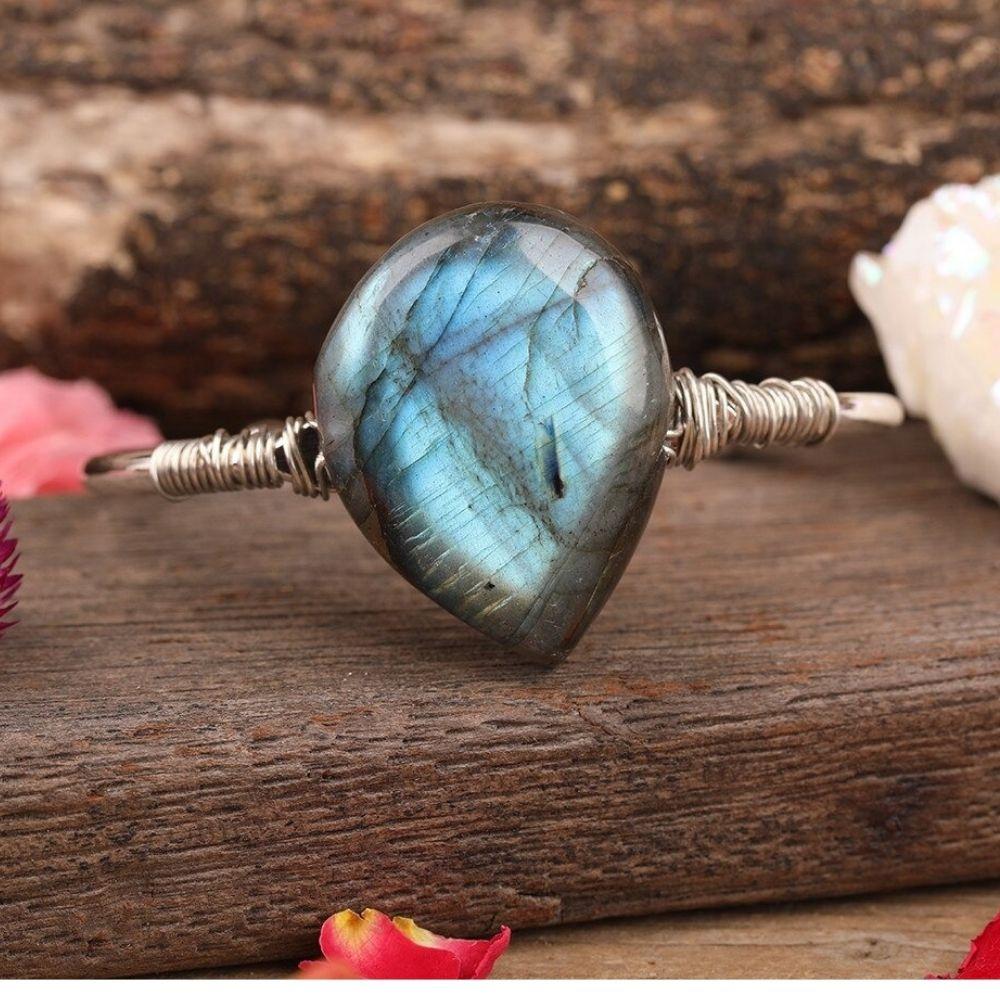 Labradorite Crystal Teardrop Bracelet
