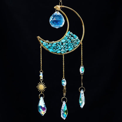 Crescent Moon Gemstones Wind Chime